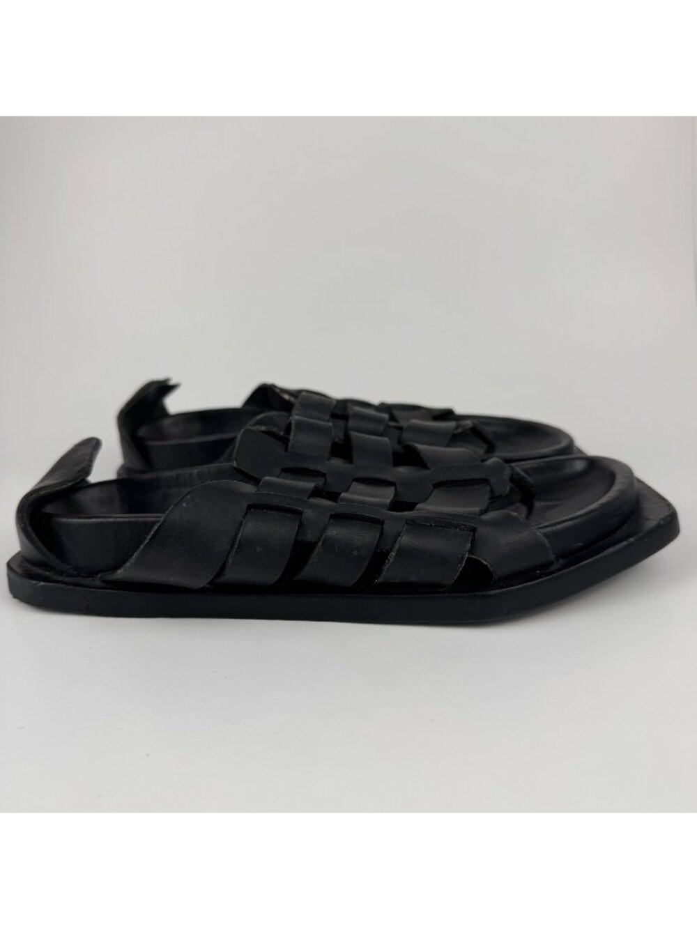Rick Owens SS 2016 Gladiator Spartan Black Leather Sandals EU 37 Made In Italy